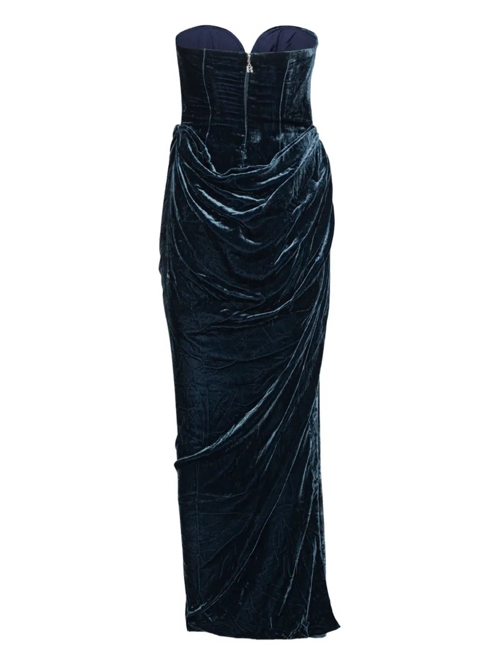 Rotate Birger Christensen Velvet Slit Maxi Dress — Blue — Size XS — Front View