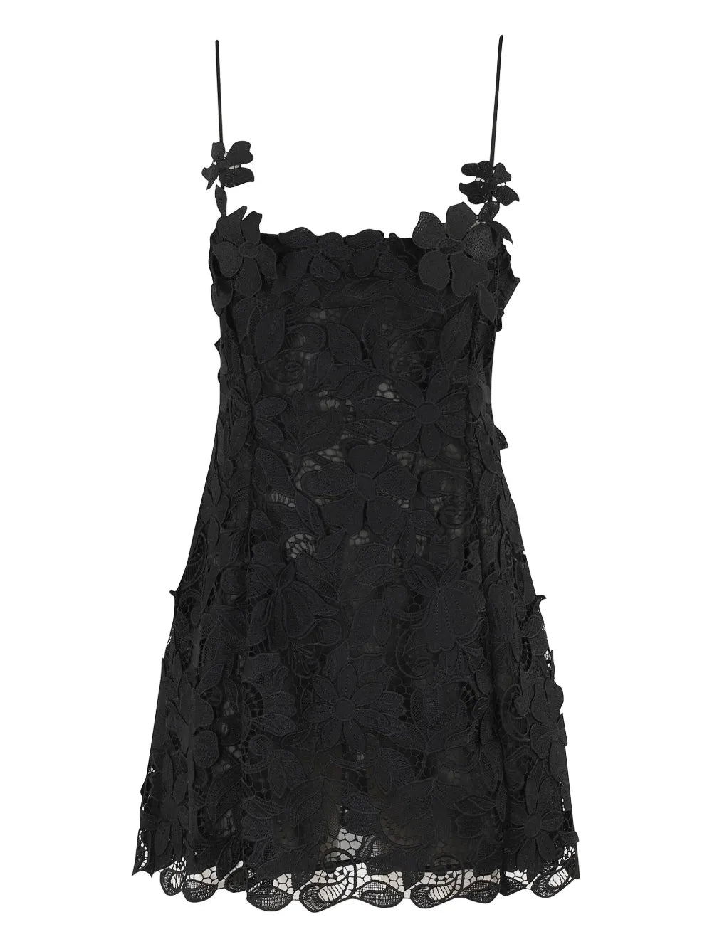 Blumarine Floral Lace Mini Dress — Black — Size M — Front View