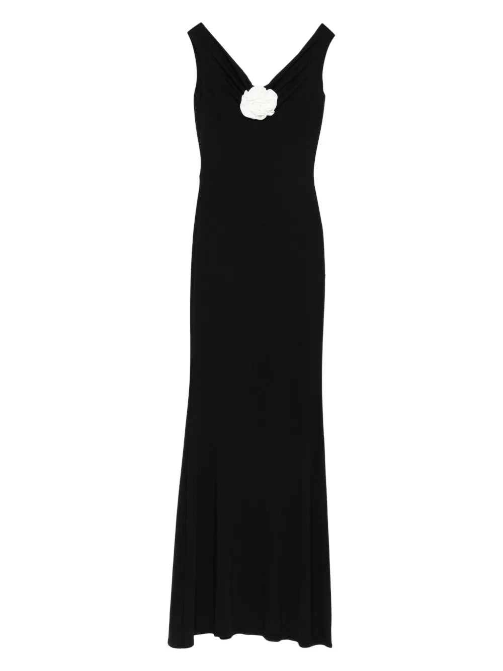 Roserry Flower Embellished Maxi Dress — Black — Size M — Front View