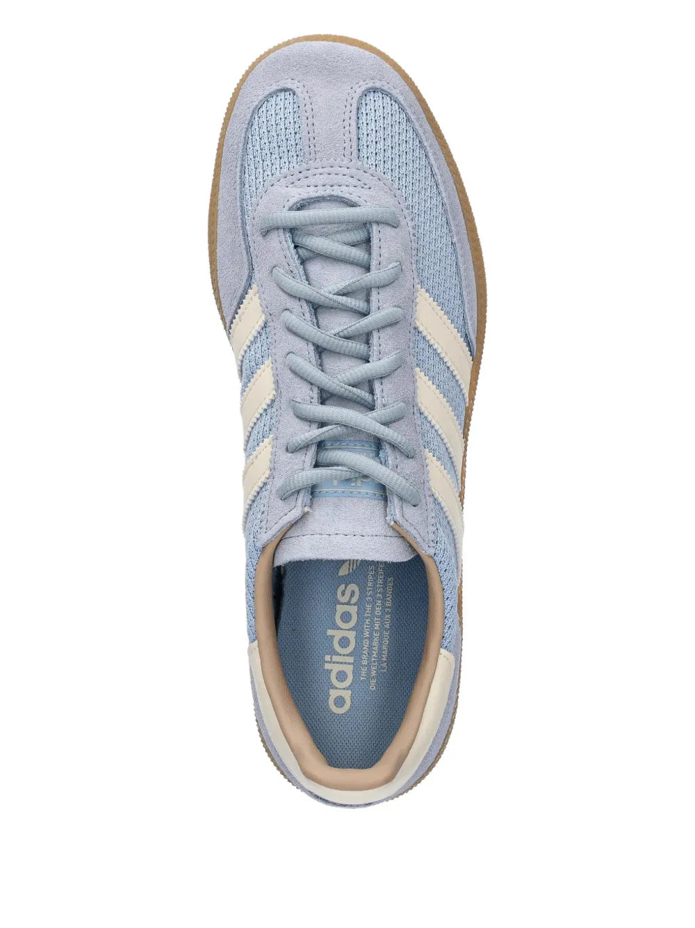 adidas Handball Spezial Three-Stripe Mesh Sneakers — Light Blue — Size US M 10 - US W 11.5 — Back View