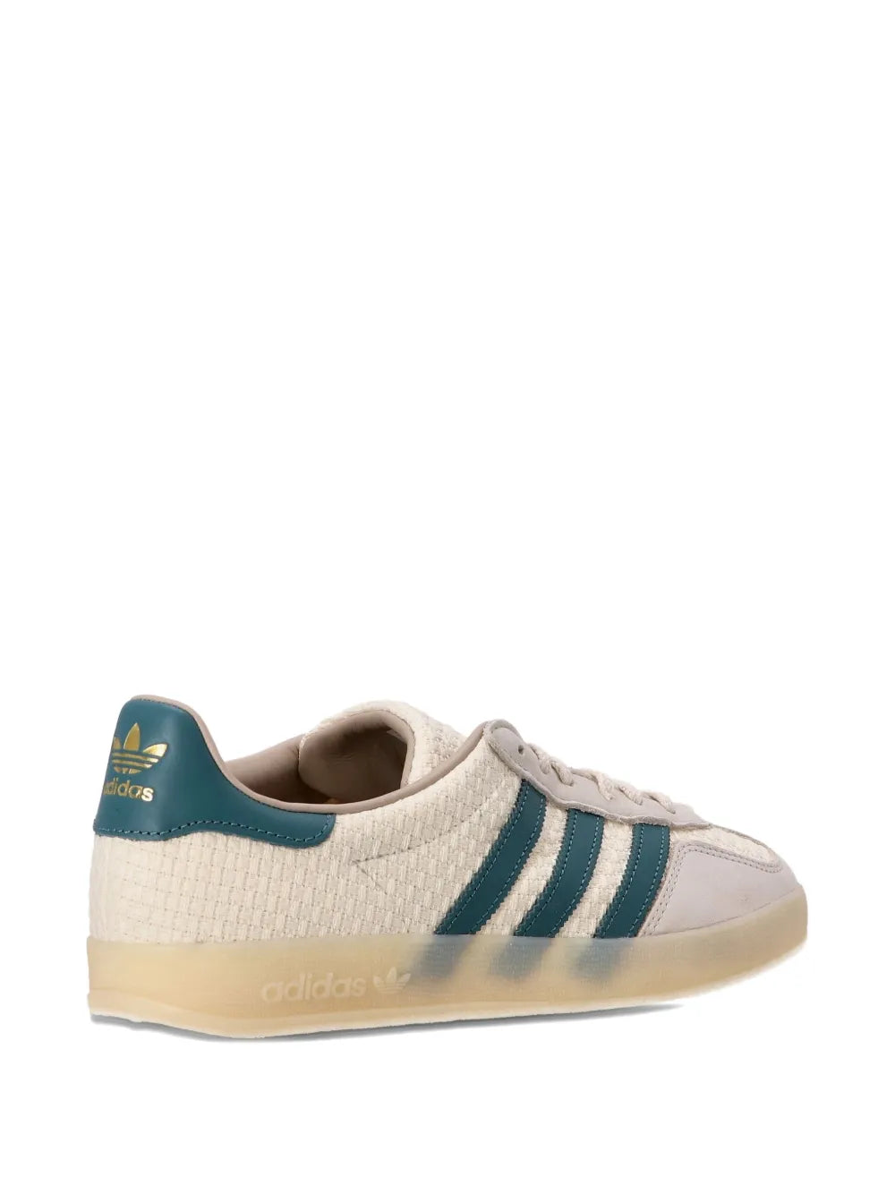 adidas Gazelle Three-Stripe Textured Sneakers — Off-White — Size US M 8.5 - US W 10 — Top View
