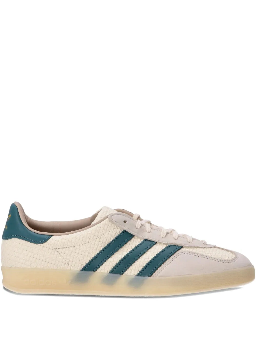 adidas Gazelle Three-Stripe Textured Sneakers — Off-White — Size US M 8.5 - US W 10 — Front View