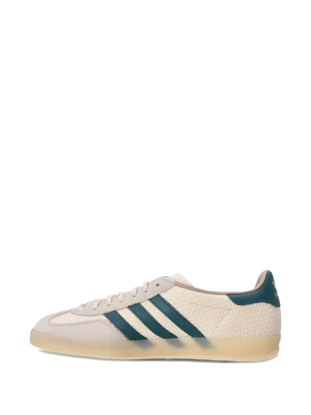 adidas Gazelle Three-Stripe Textured Sneakers — Off-White — Size US M 8.5 - US W 10 — Detail View
