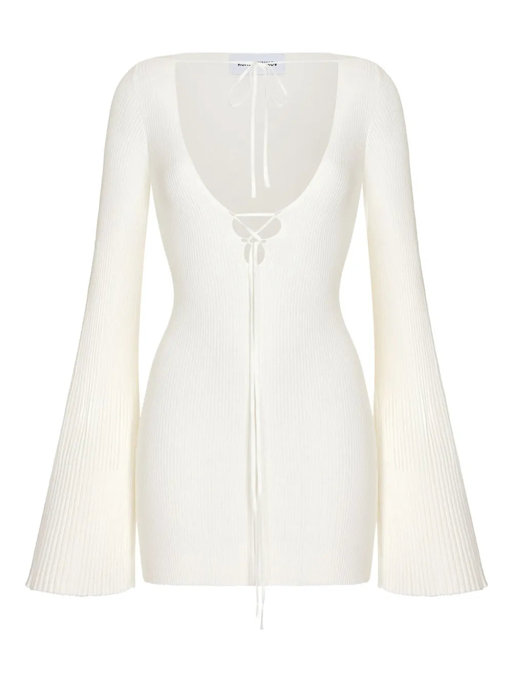 Korobeynikov Ribbed Knit Mini Dress — White — Size XS — Front View