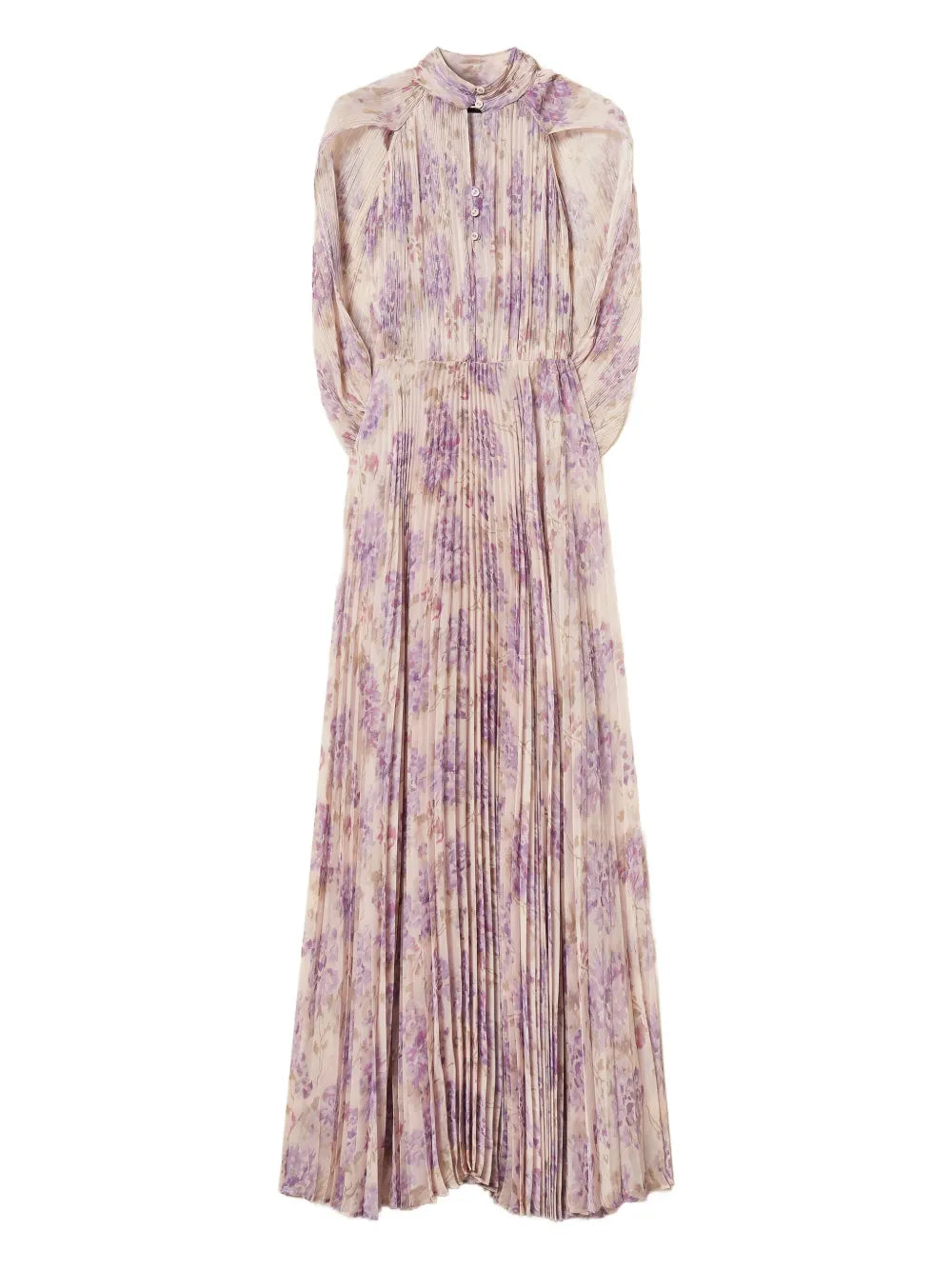Twinset Pleated Floral Print Dress — Beige — Size XS — Front View