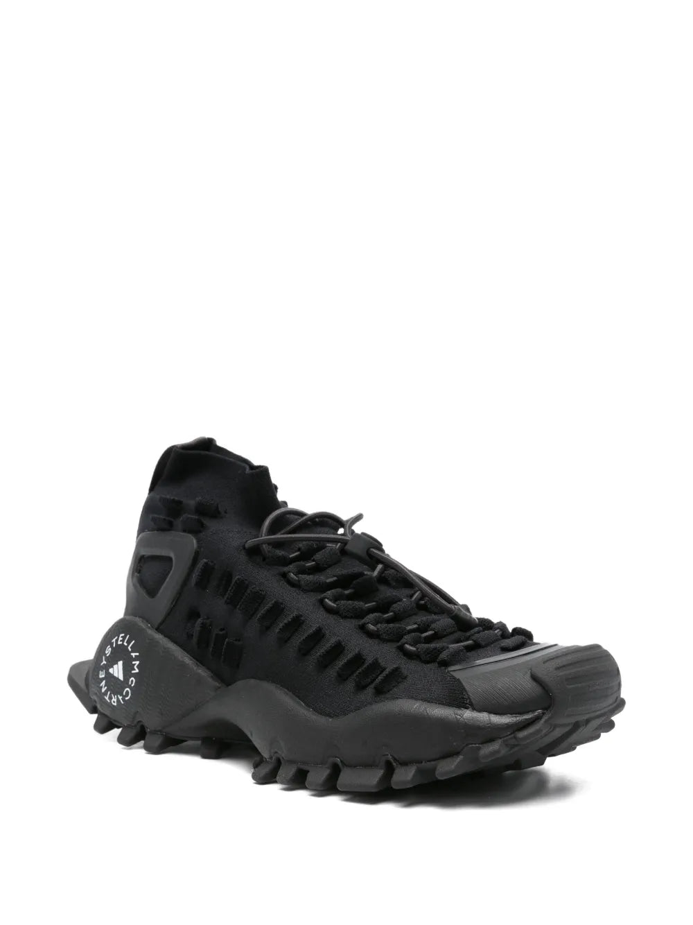 adidas By Stella Mccartney Ridged-Sole Lace-Up Sneakers — Black — Size US M 10 - US W 11.5 — Side View