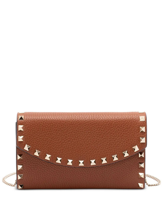 Valentino Garavani Rockstud Leather Chain Shoulder Bag — Same as shown — Size One Size — Front View