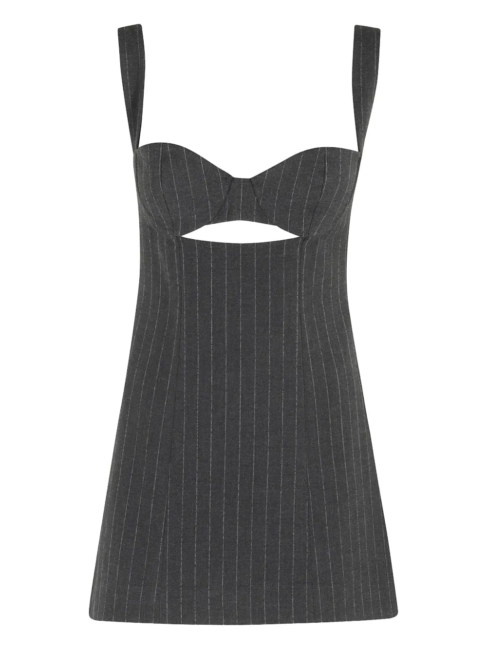Retrofete Ariya Cutout Pinstripe Mini Dress — Grey — Size XS — Front View