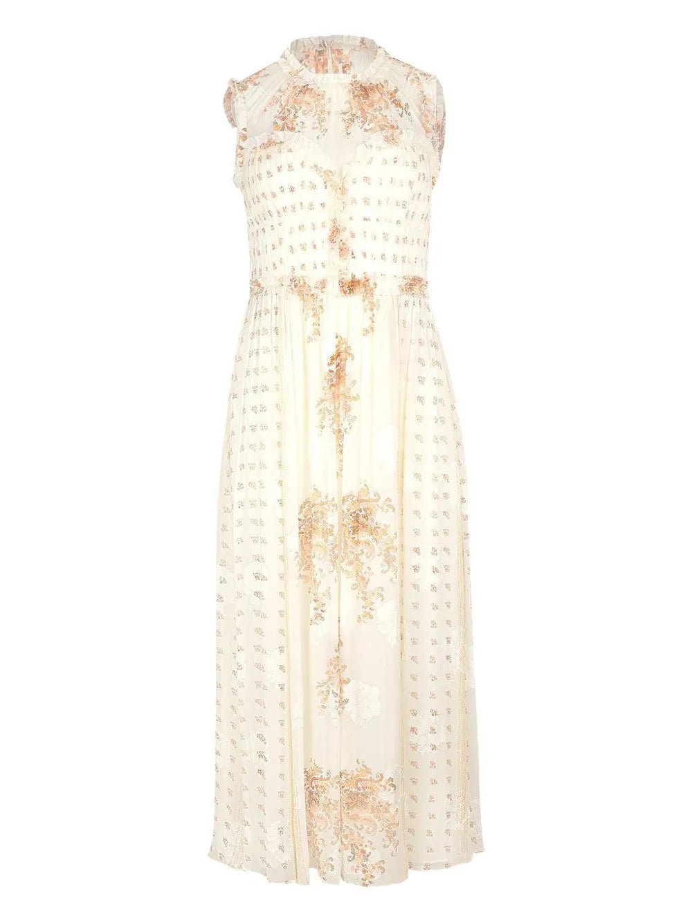 Ulla Johnson Kasia Floral Print Dress — Beige — Size XS — Front View