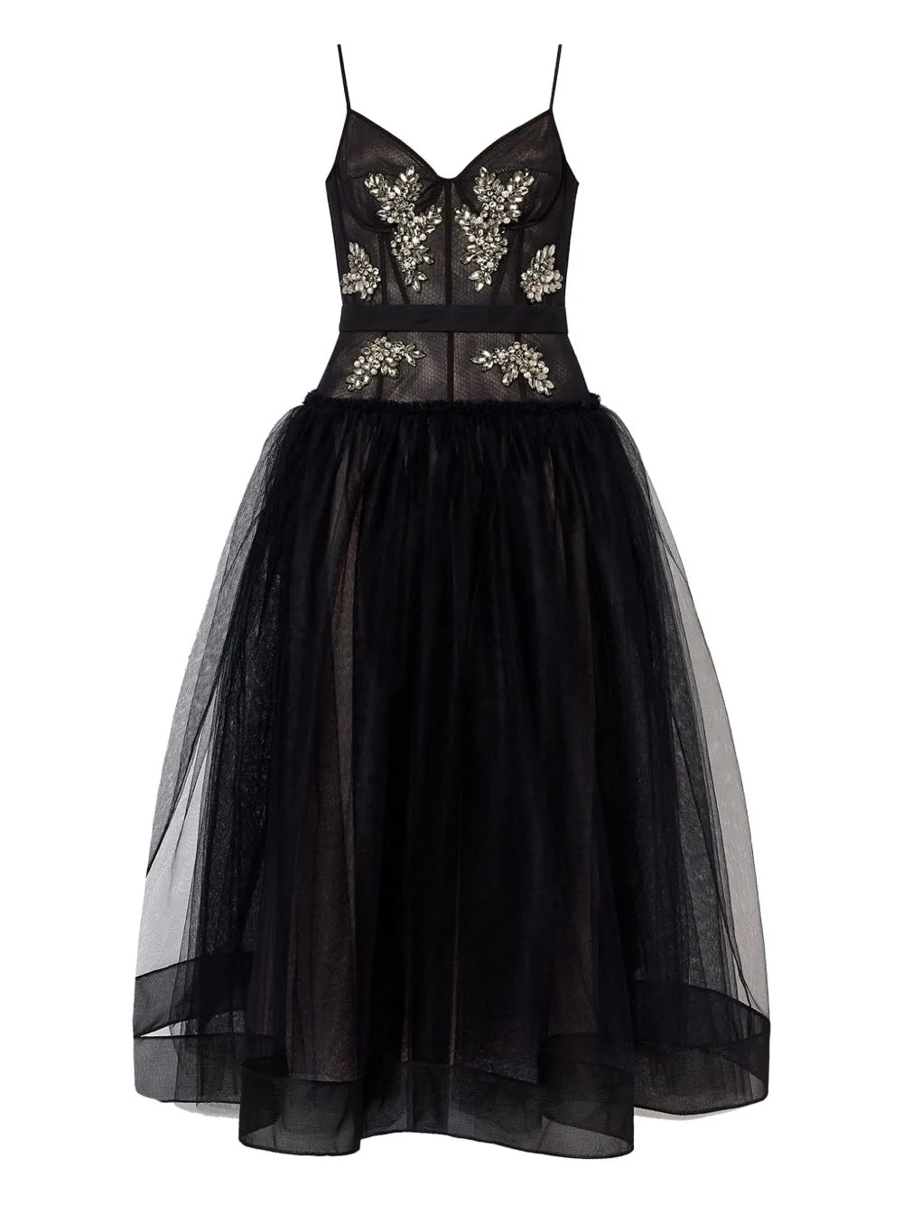 Erdem Embellished Tulle Dress — Black — Size S — Front View
