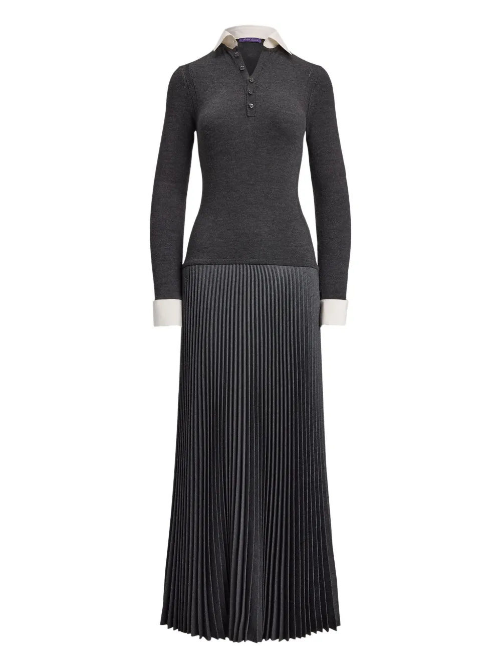Ralph Lauren Collection Panelled Pleated Polo Dress — Grey — Size XS — Front View
