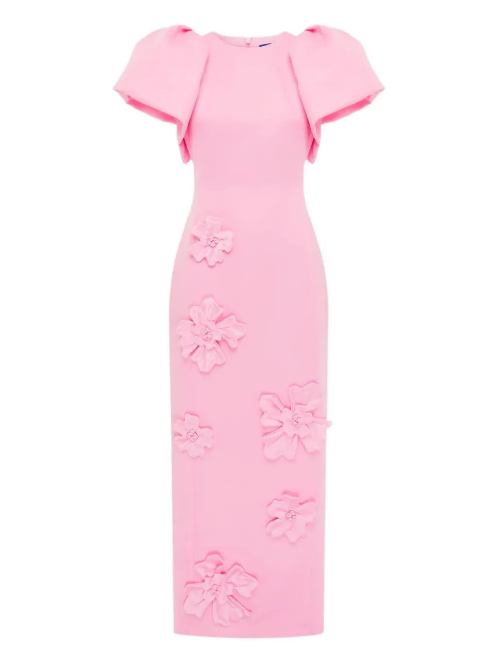 Leo Lin Lucinda Floral Applique Puff Sleeve Maxi Dress — Pink — Size S — Front View