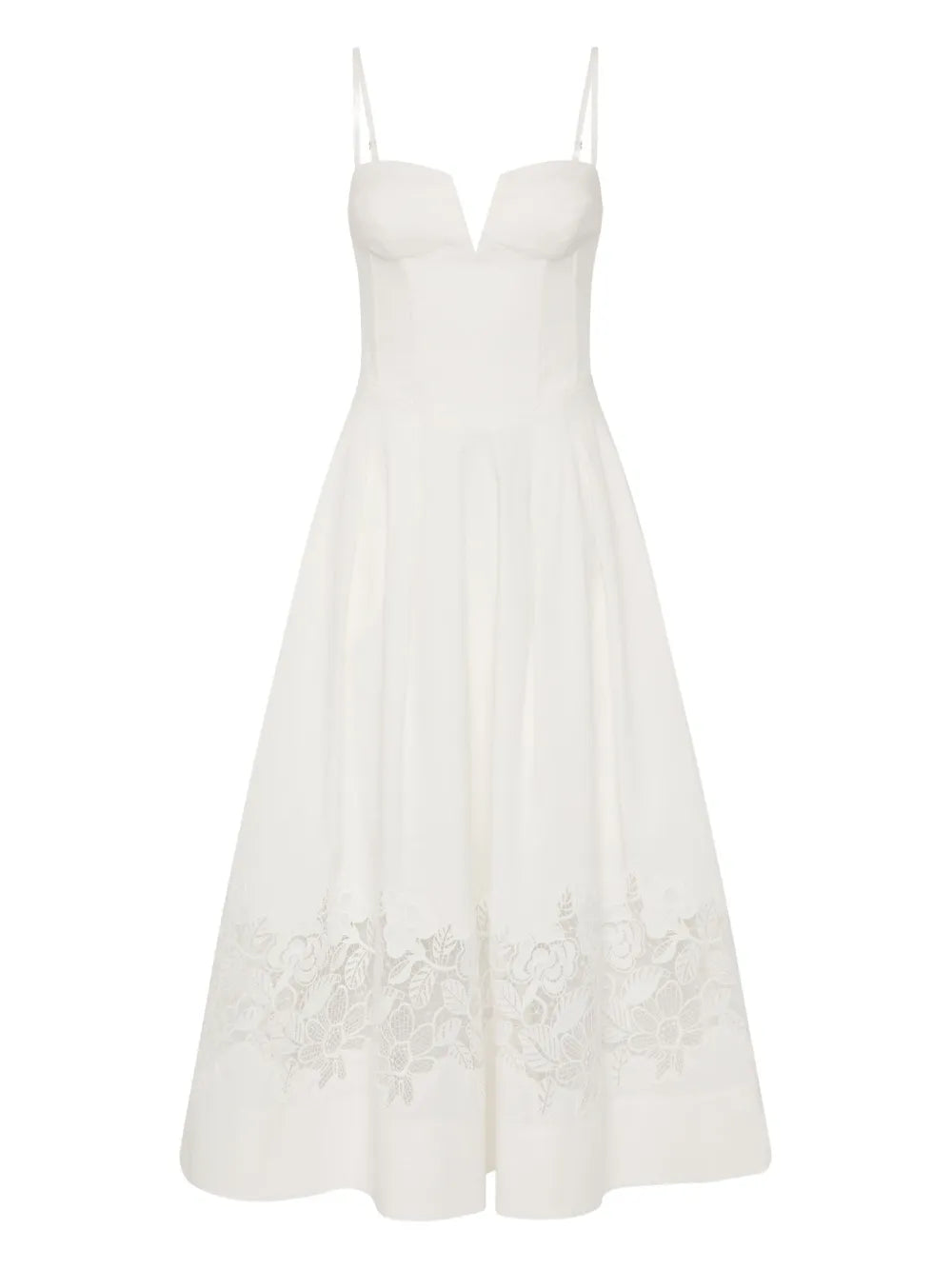 Rebecca Vallance Montreux Lace Midi Dress — White — Size XS — Front View