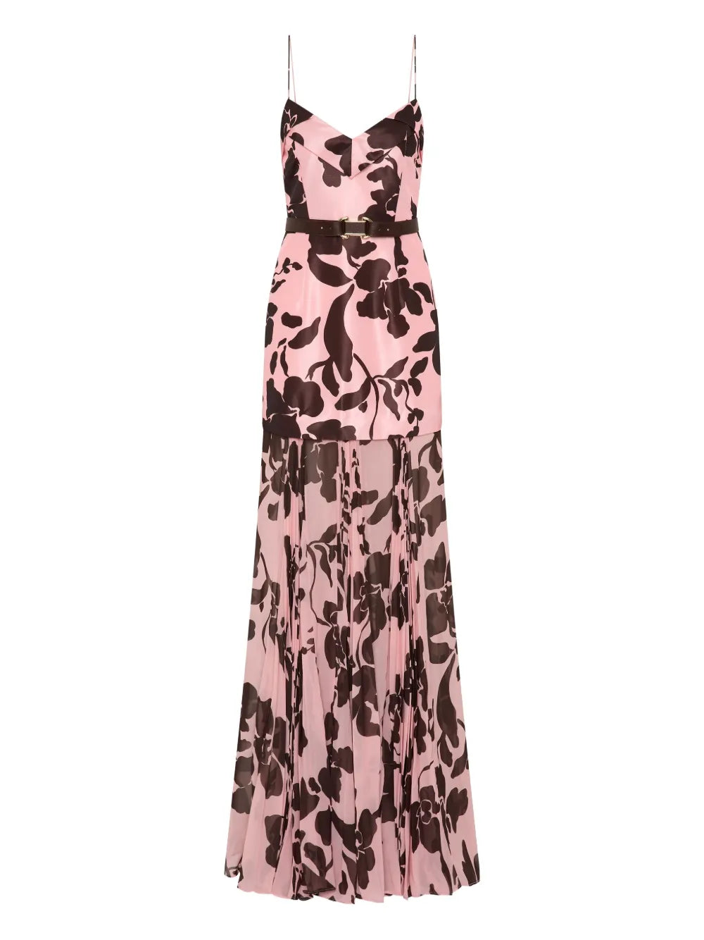 Rebecca Vallance Connie Pleated Floral Maxi Dress — Pink — Size S — Front View
