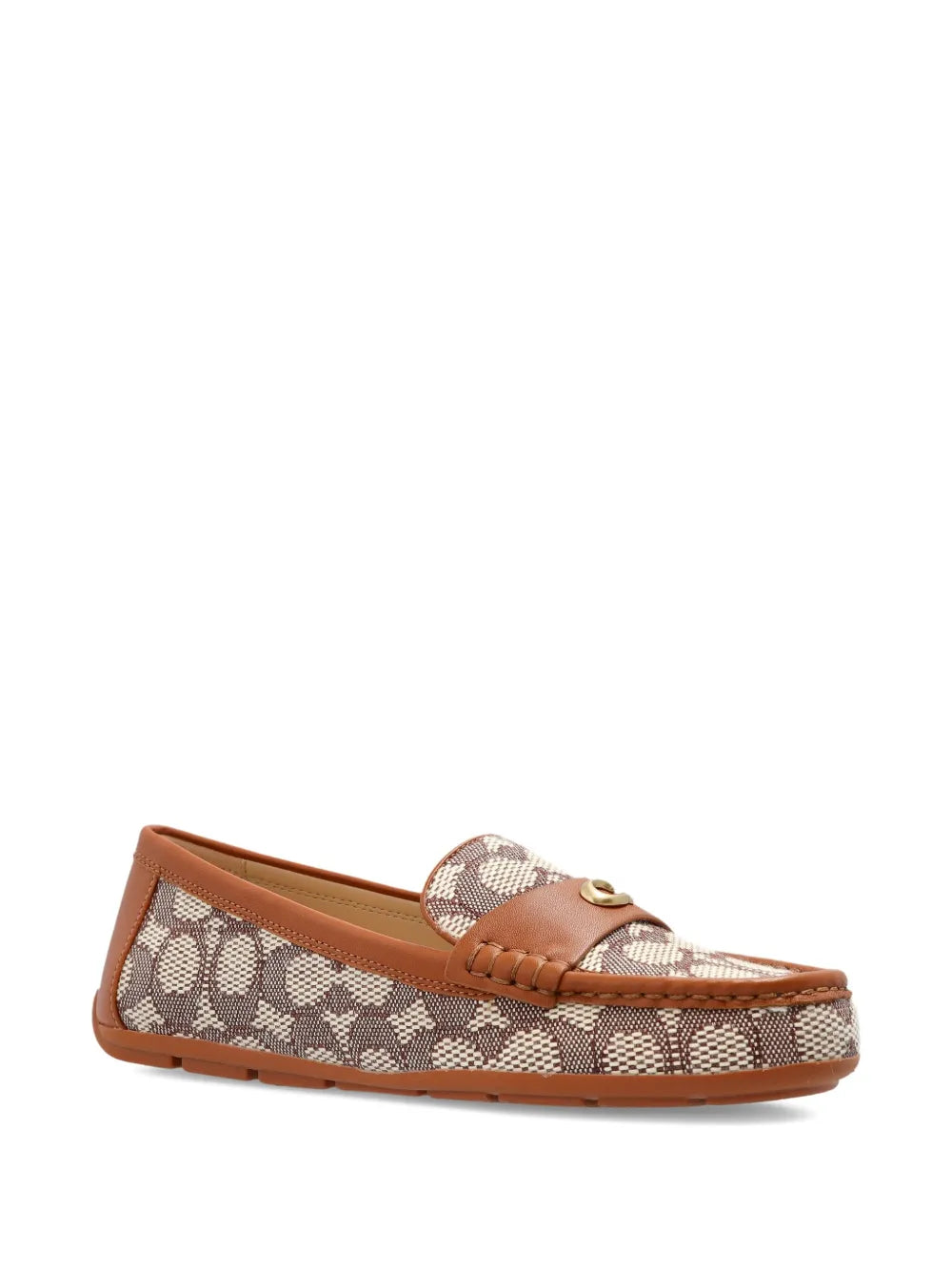 Coach Logo-Jacquard Loafers — Brown — Size US M 3.5 - US W 5 — Side View