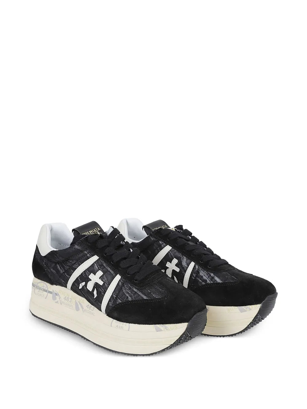 Premiata Platform Logo-Detail — Black — Size US M 3.5 - US W 5 — Back View
