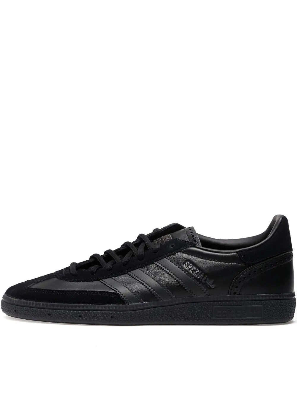 adidas Handball Spezial Leather Sneakers — Black — Size US M 7.5 - US W 9 — Front View