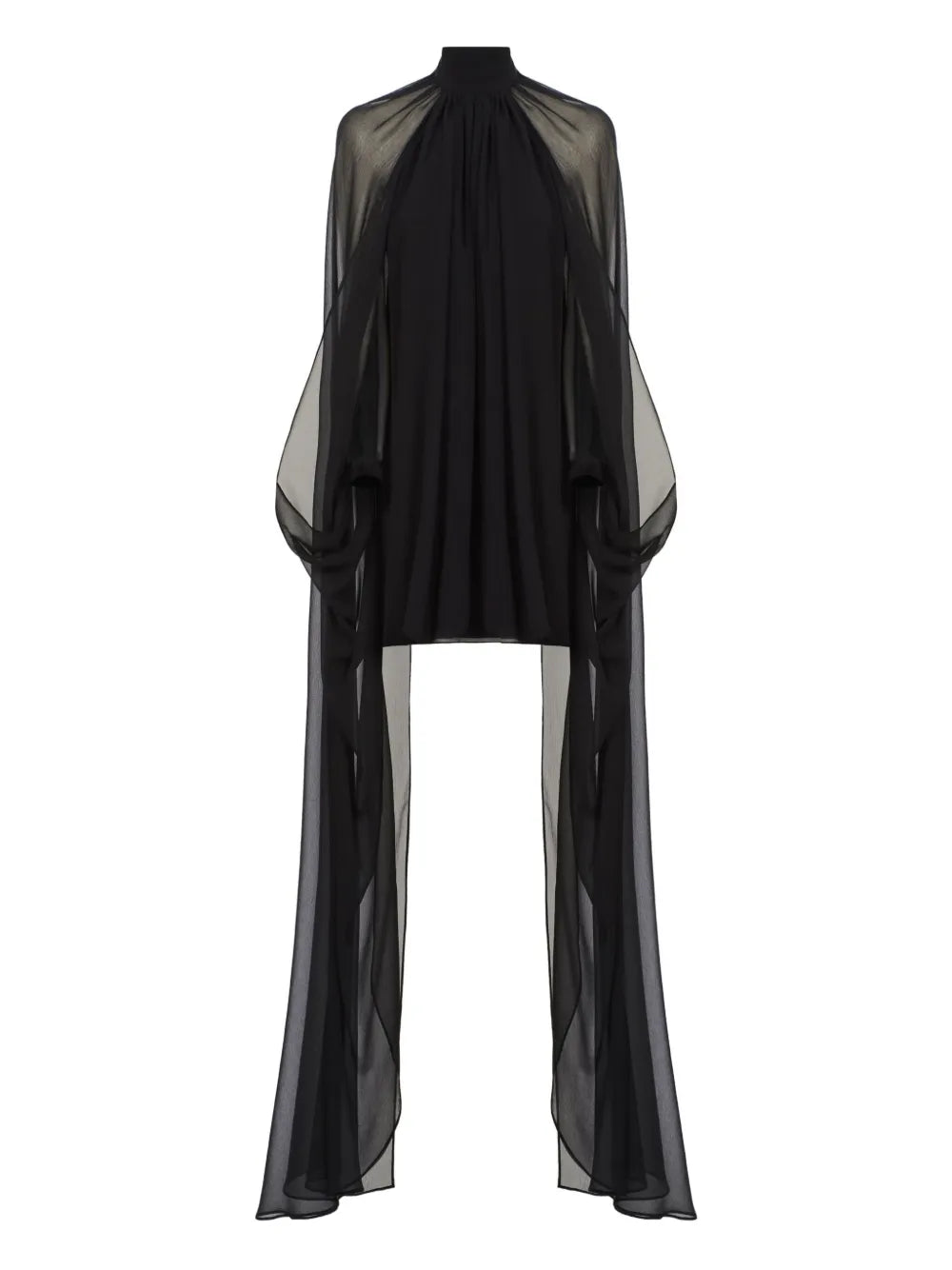 Taller Marmo Eterea High Neck Mini Dress — Black/ Red — Size S — Front View