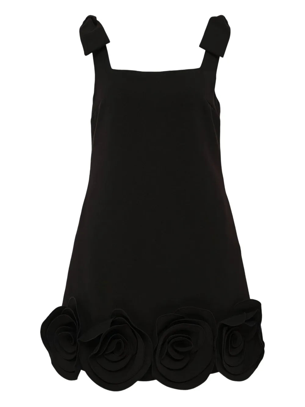 Self Portrait Floral Applique Mini Dress — Black — Size XS — Front View