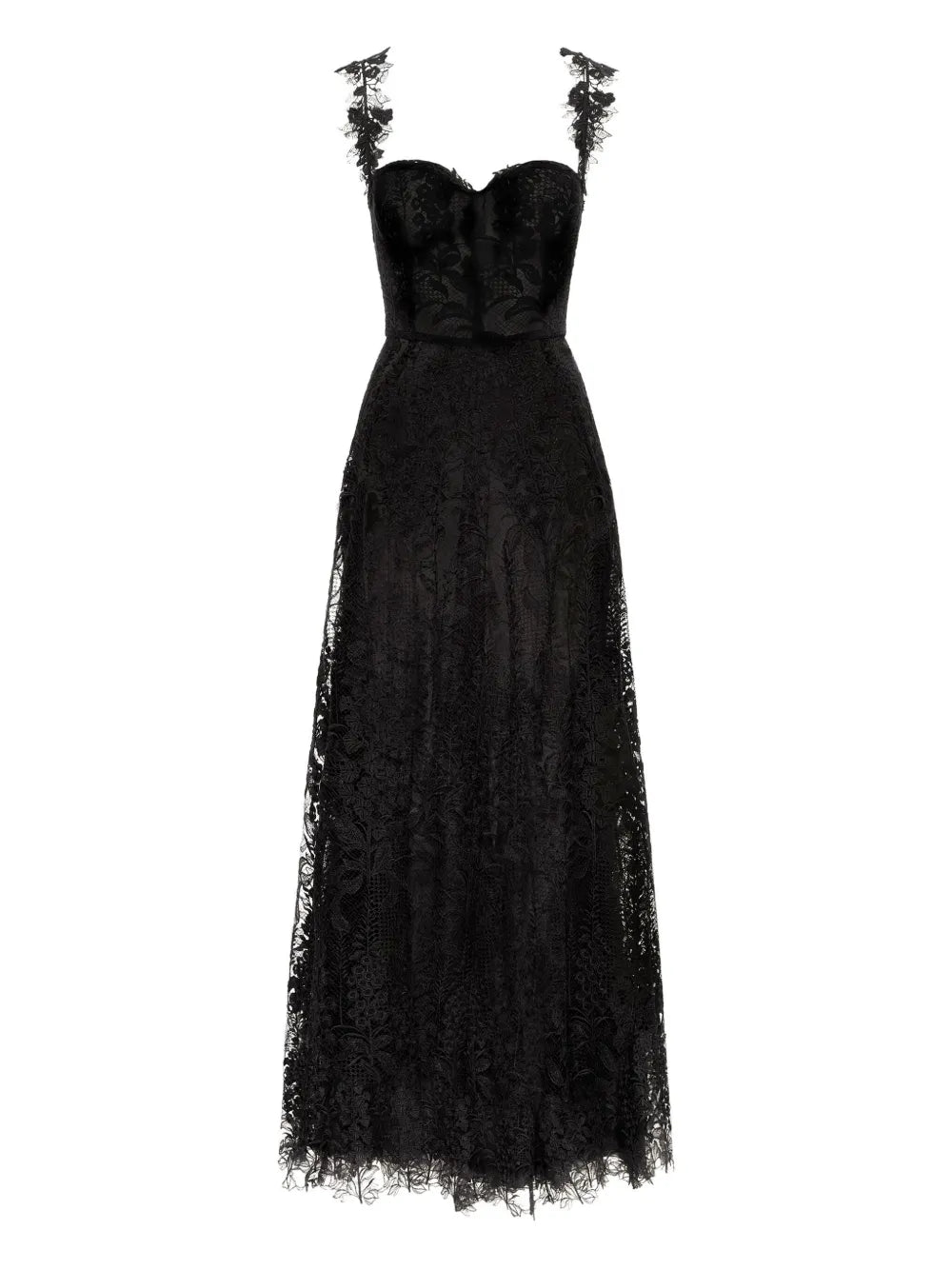 Oscar De La Renta Foxglove Guipure Dress — Black — Size XS — Front View
