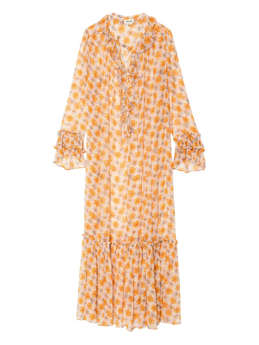 Zadigvoltaire Ralicel Floral Maxi Dress — Cream — Size XS — Front View