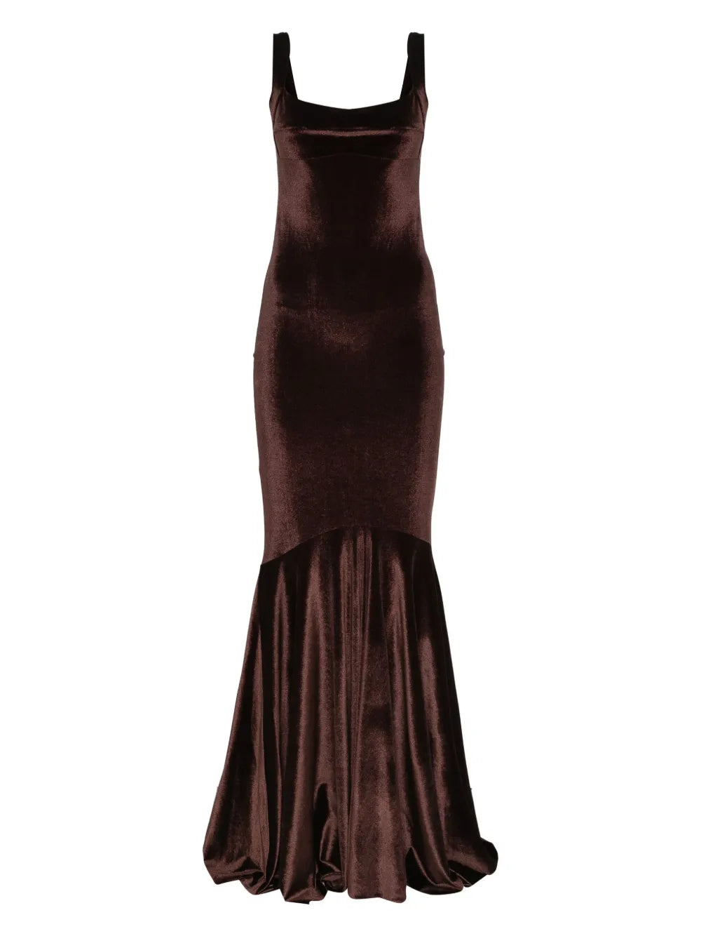 Atu Body Couture Velvet Texture Dress — Brown/ Red — Size XS — Front View