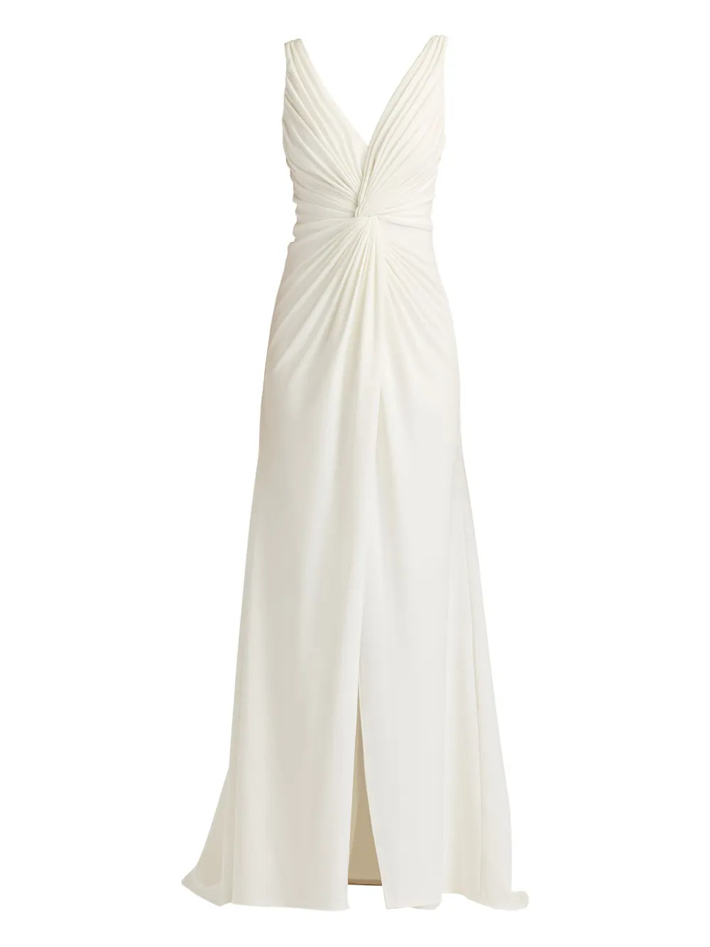 Tadashi Shoji Jessey Twist Detail Gown — White/ Ivory — Size XS — Front View