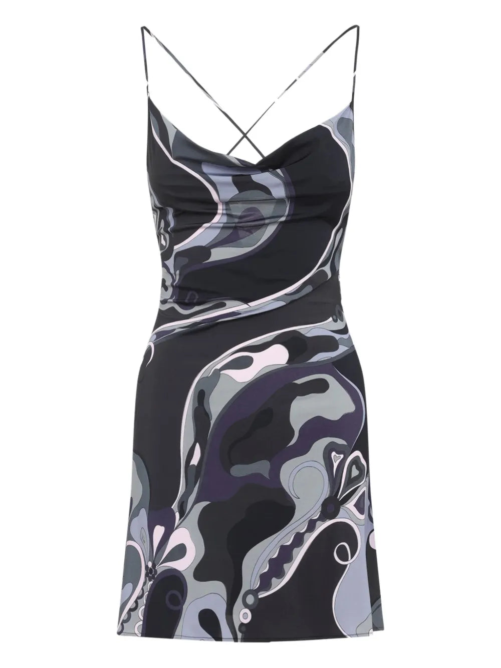 Pucci Cowl Neck Abstract Print Dress — Black — Size XS — Front View