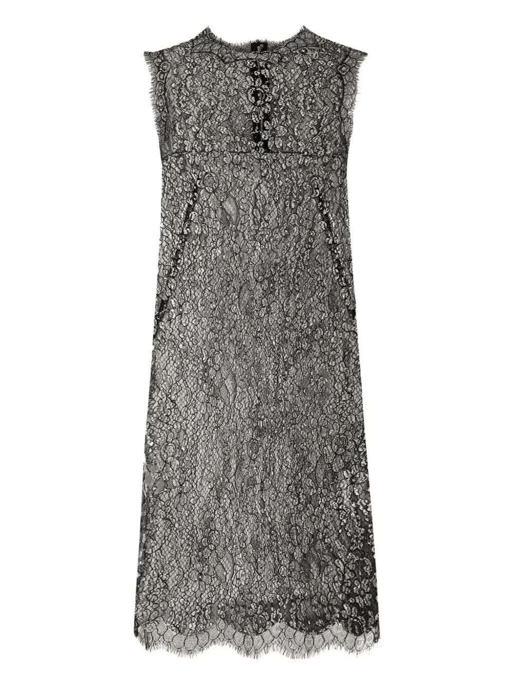 Dolce Gabbana Lame Lace Mini Dress — Black/ Silver — Size XS — Front View