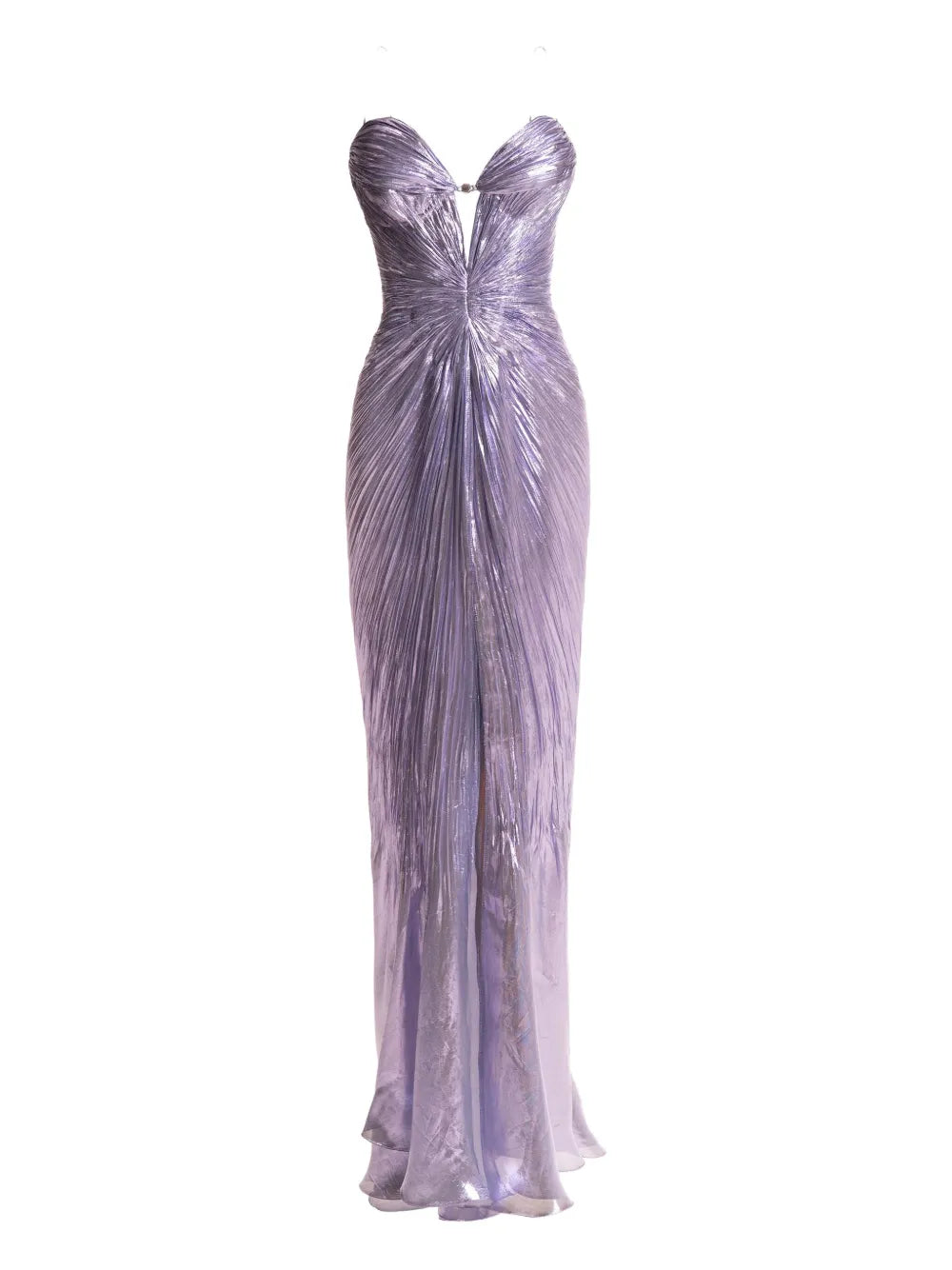 Maria Lucia Hohan Sara Metallic Effect Maxi Dress — Purple — Size XS — Front View