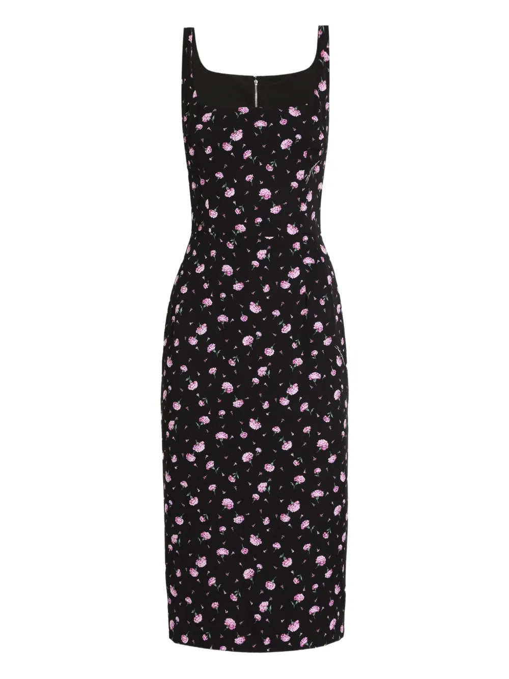 Dolce Gabbana Floral Print Midi Dress — Black — Size XS — Front View