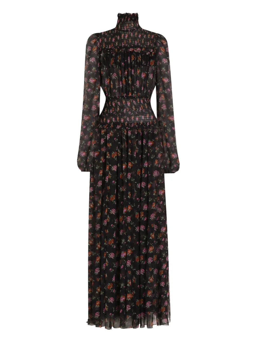 Dolce Gabbana Floral Maxi Dress — Black — Size XS — Front View