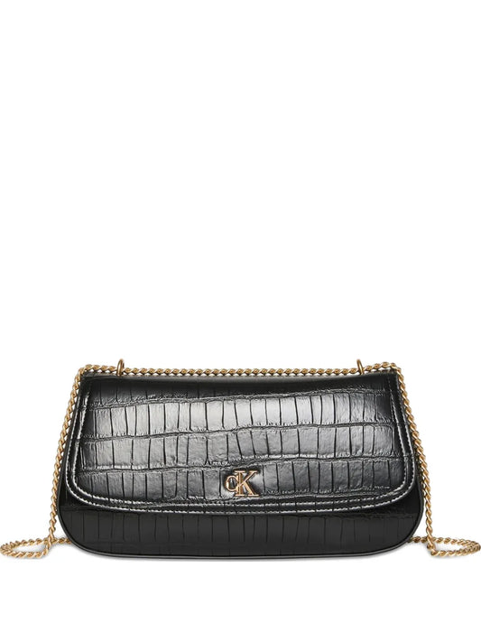 Calvin Klein Croc Embossed Chain Shoulder Bag — Same as shown — Size One Size — Front View