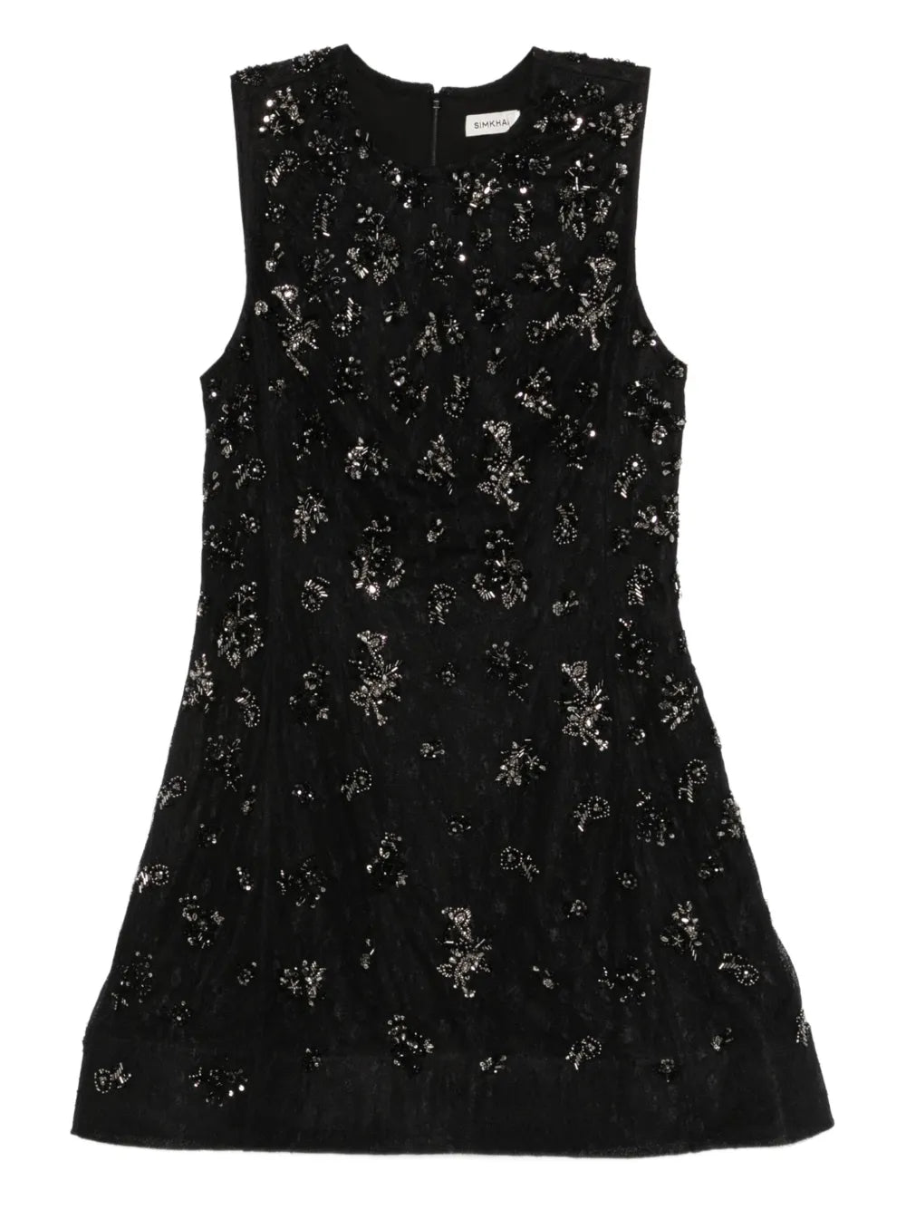 Simkhai Evelina Embellished Mini Dress — Black — Size XS — Front View