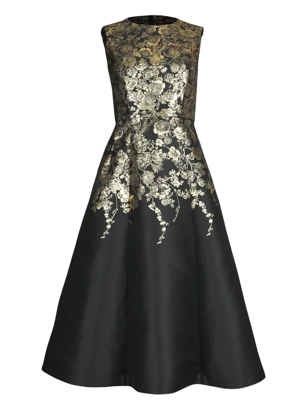Adam Lippes Eloise Floral Embellished Midi Dress — Black/ Red — Size XS — Front View