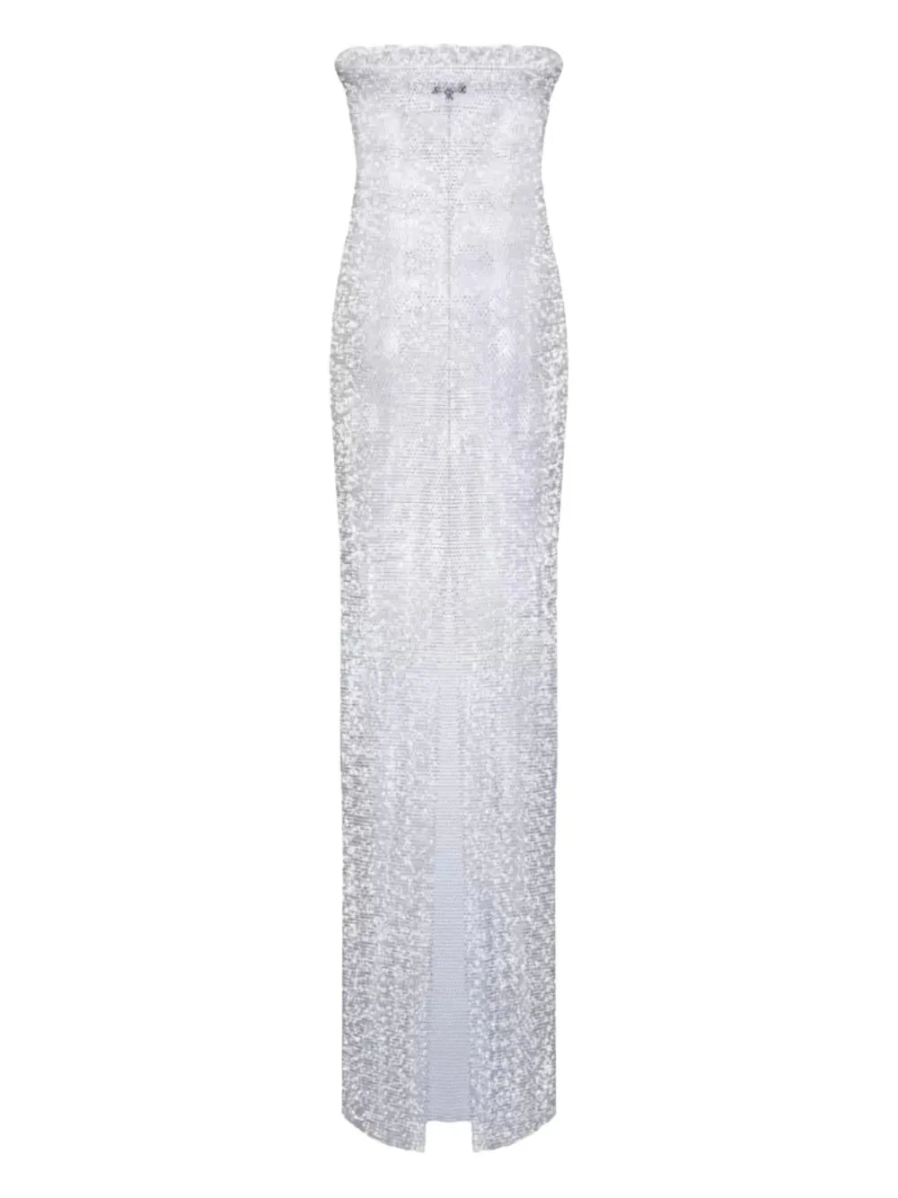 Santa Brands Rhinestone Mesh Maxi Dress — White — Size XS — Front View
