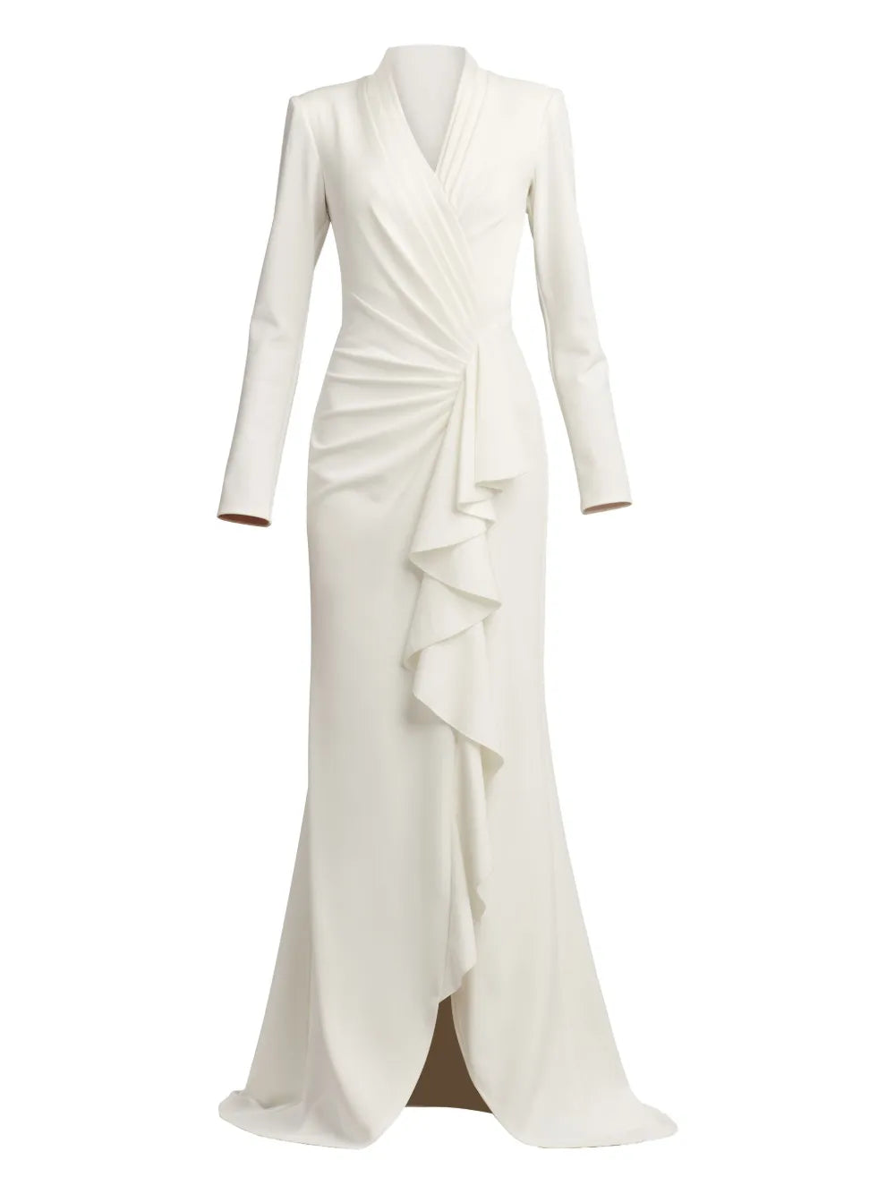 Tadashi Shoji Markum Long Sleeve Gown — Ivory — Size XS — Front View