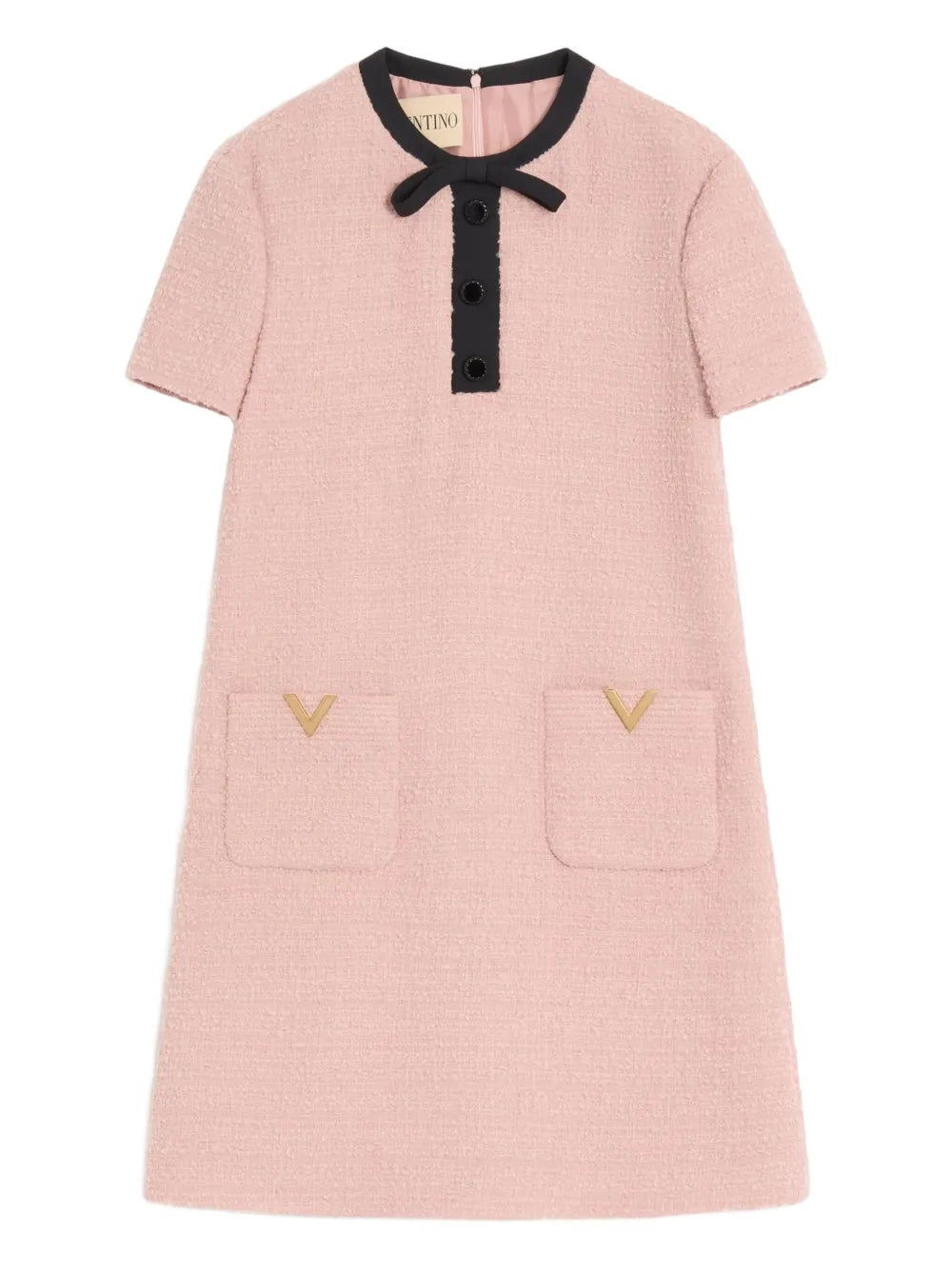 Valentino Garavani Bow Detail Mini Dress — Pink — Size XS — Front View