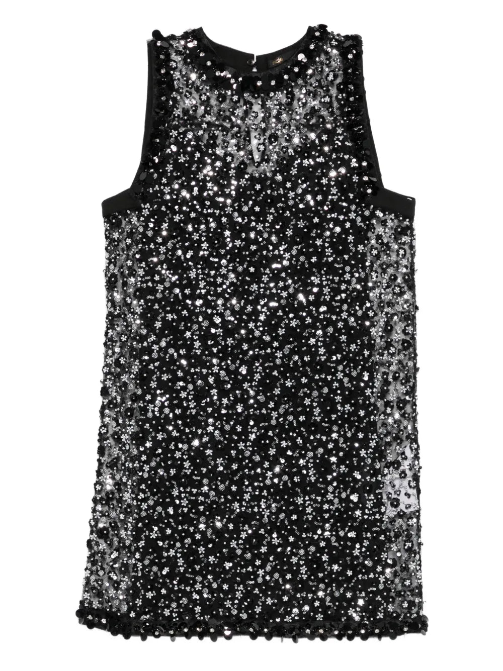 Maje Beaded Sleeveless Mini Dress — Black — Size XS — Front View
