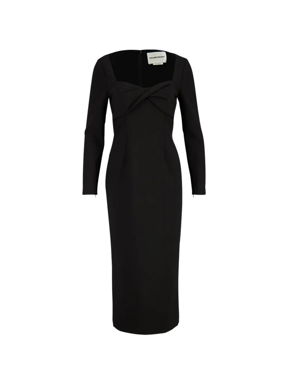 Roland Mouret Twist Detail Long Sleeve Dress — Black — Size S — Front View