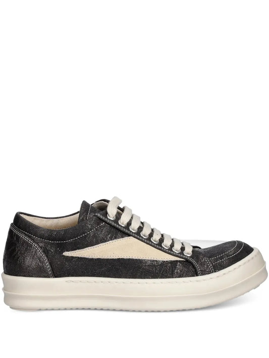 Rick Owens DRKSHDW Vintage Sneaks Metallic-Effect — Black — Size US M 3.5 - US W 5 — Front View
