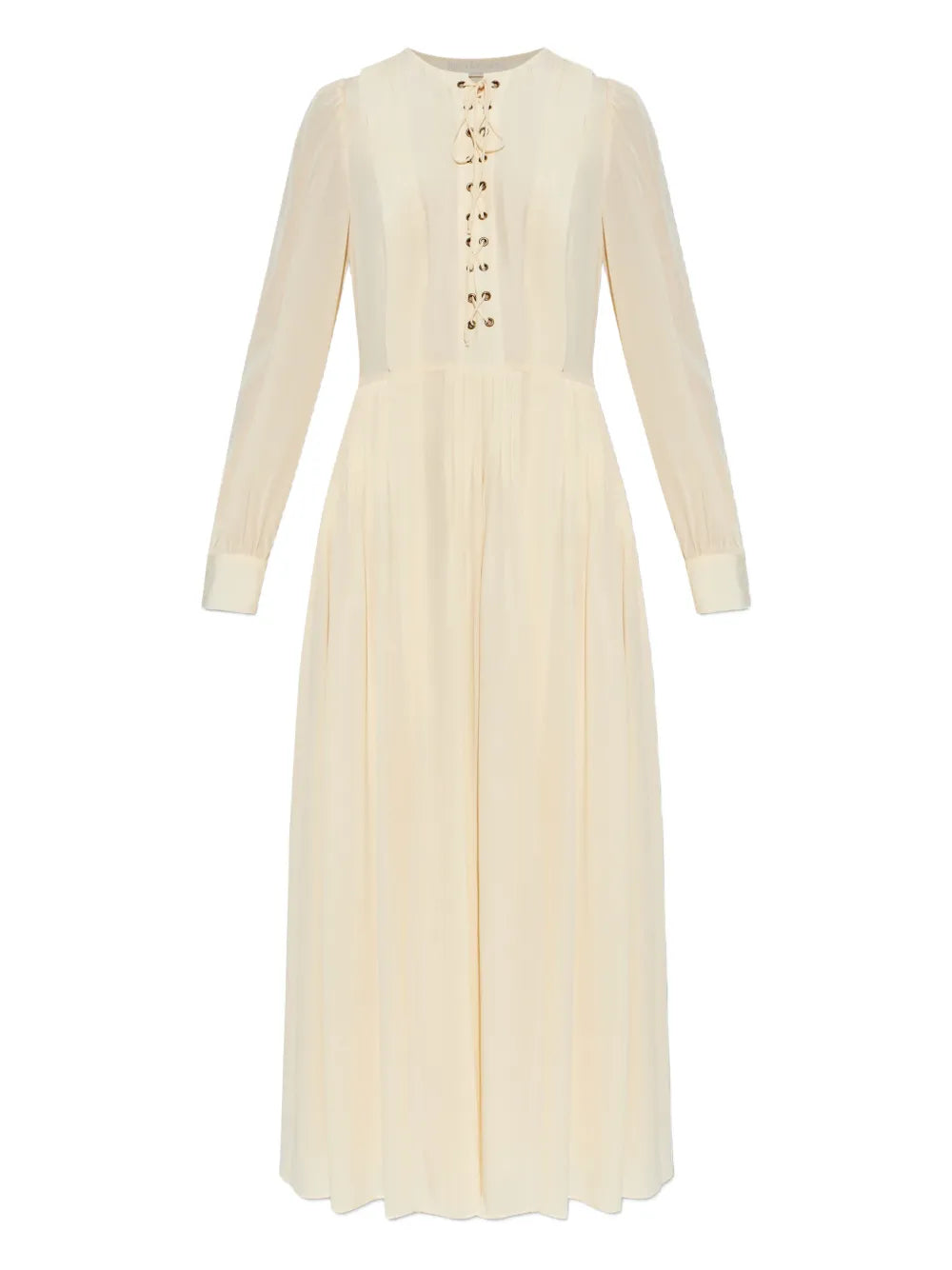 Ulla Johnson Veria Lace Up Midi Dress — Cream — Size XS — Front View