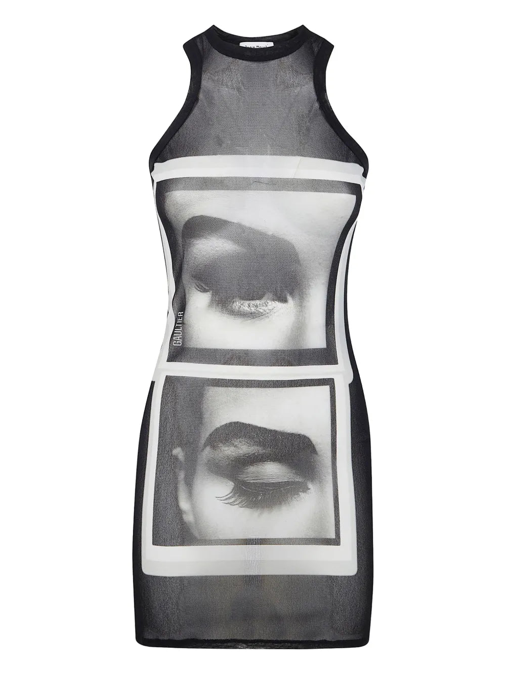 Jean Paul Gaultier Face Print Mini Dress — Black/ White — Size XS — Front View