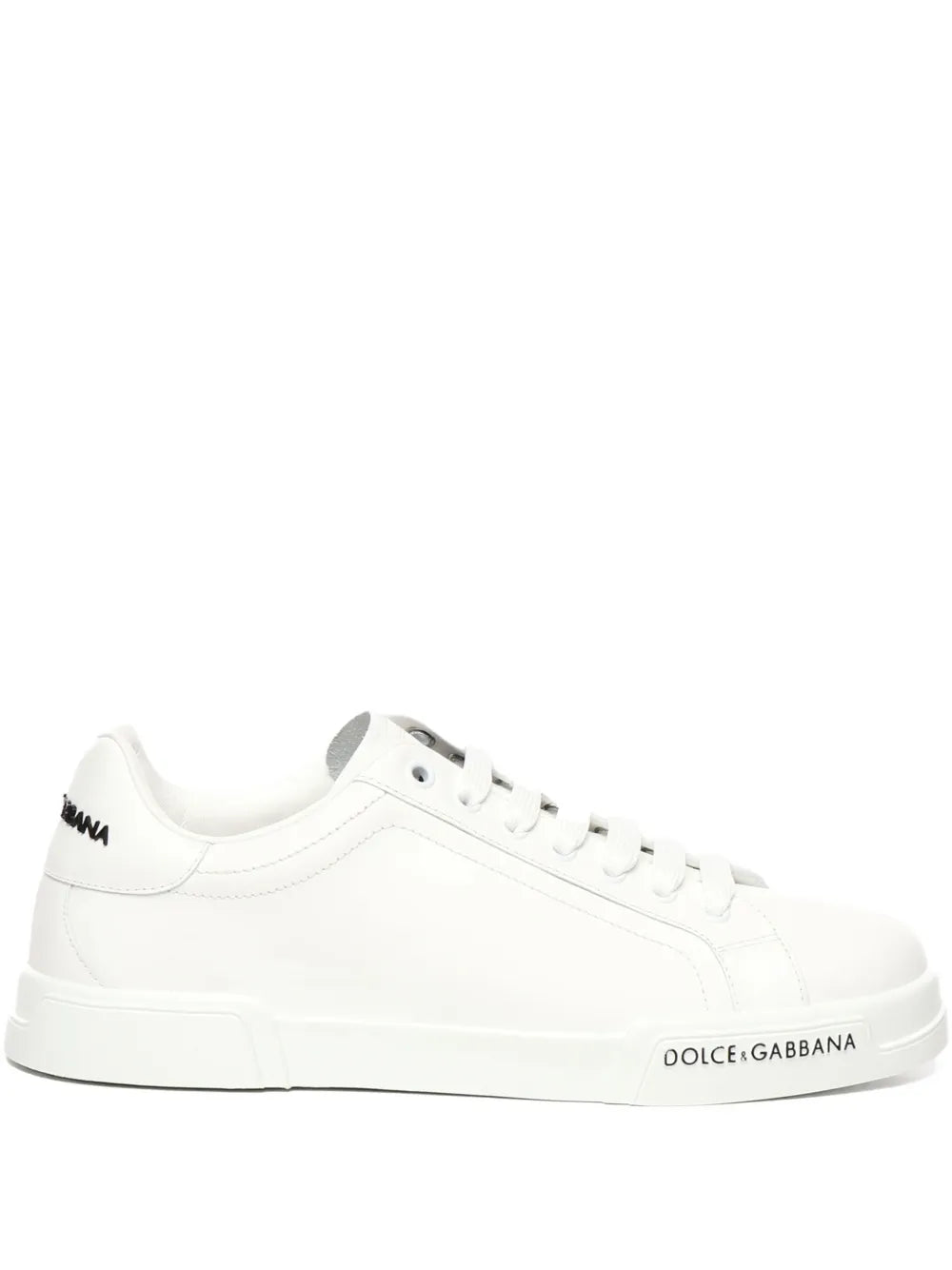 Dolce & Gabbana Portofino Leather Low-Top — White — Size US M 3.5 - US W 5 — Front View
