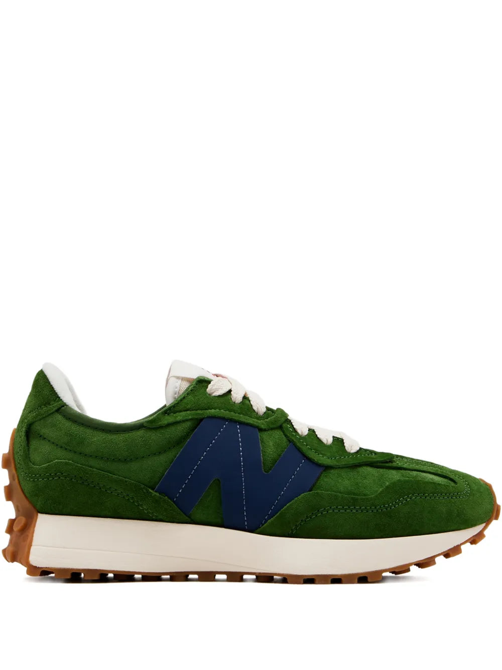 New Balance 327 Suede Lace-Up — Green — Size US M 3.5 - US W 5 — Front View