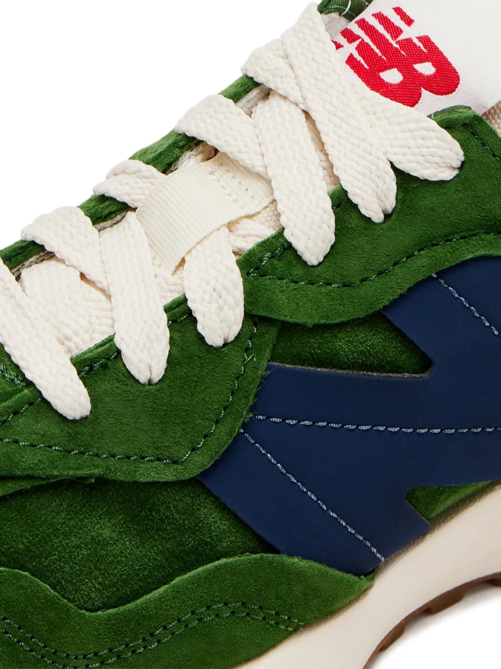 New Balance 327 Suede Lace-Up — Green — Size US M 3.5 - US W 5 — Back View