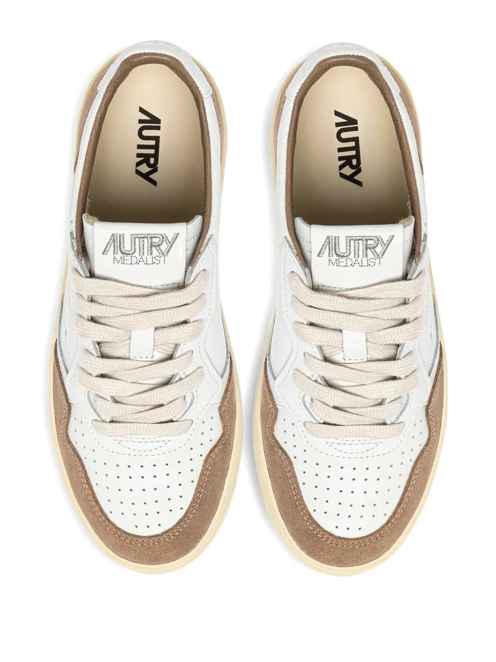 Autry Perforated Leather Trainers — White — Size US M 3.5 - US W 5 — Top View