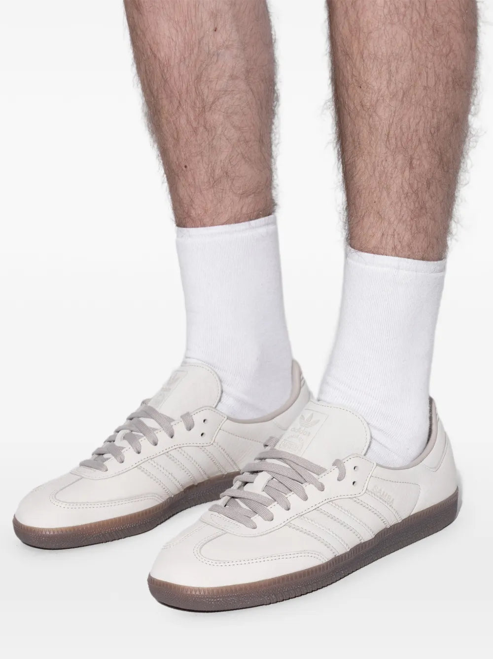 adidas Samba Og Laced Striped Sneakers — White — Size US M 3.5 - US W 5 — Lifestyle View