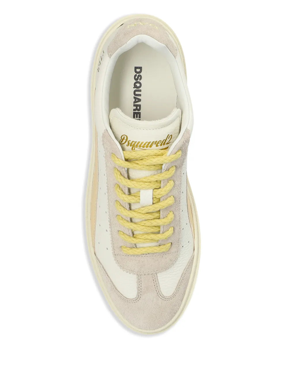 DSQUARED2 Suede Panel Lace-Up — White — Size US M 3.5 - US W 5 — Top View
