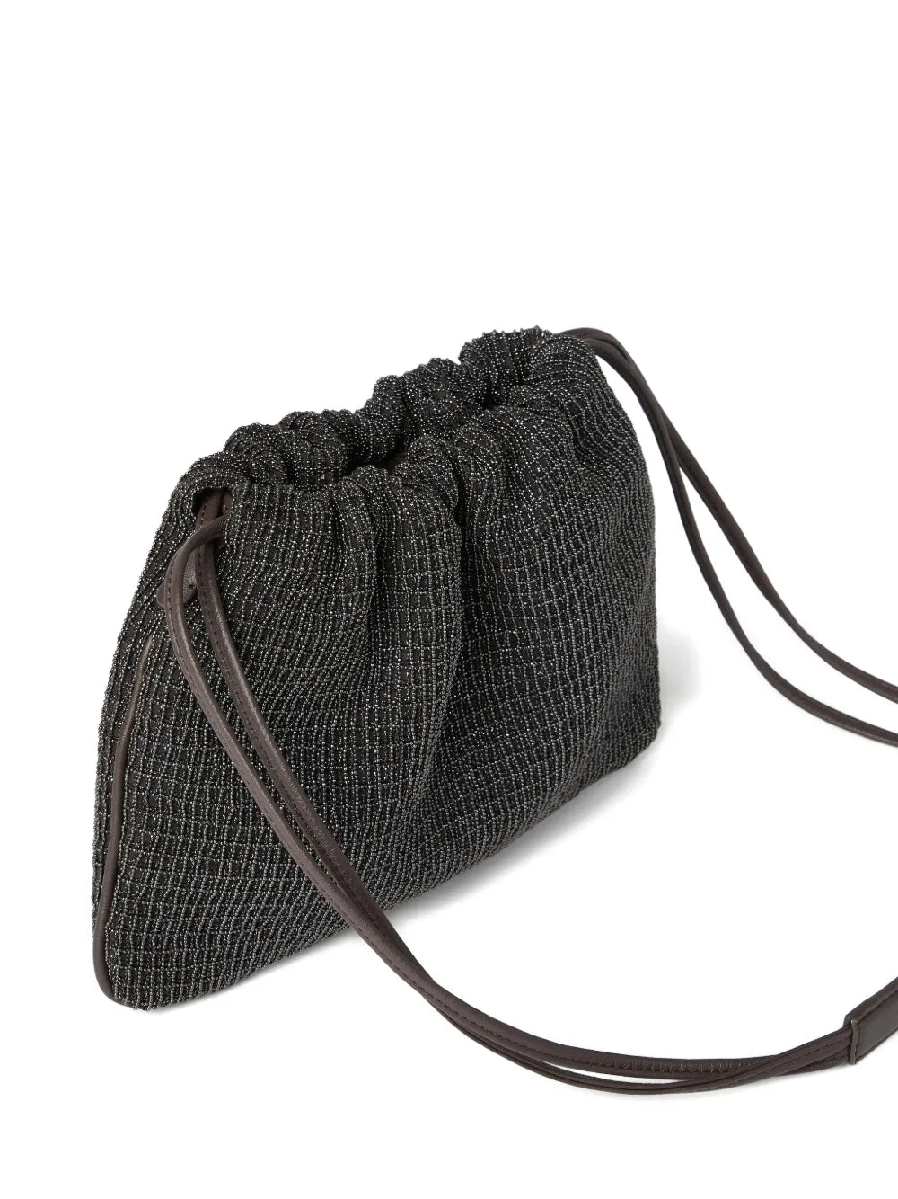 Brunello Cucinelli Net Embroidery Leather Soft Pochette — Same as shown — Size One Size — Top View
